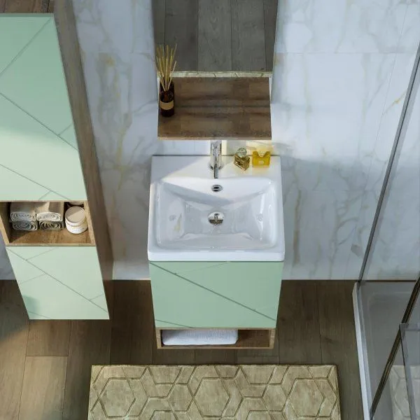 Тумба под раковину подвесная Бриклаер КРИСТАЛЛ фисташковый, 50 см