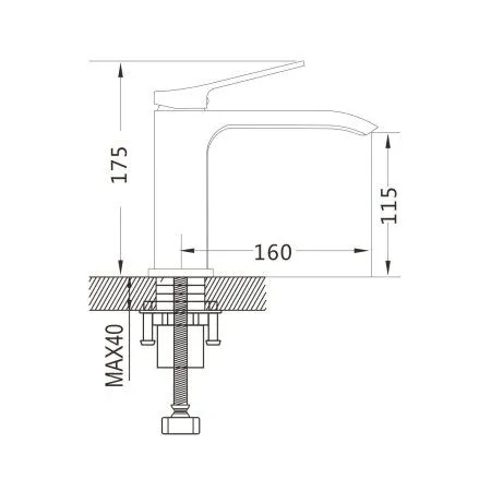 Смеситель для раковины однорычажный с гайкой Shevanik S4001, Хром