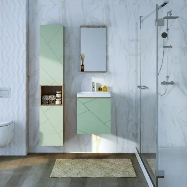 Тумба под раковину подвесная Бриклаер КРИСТАЛЛ фисташковый, 50 см