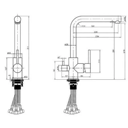 Смеситель Vivi Felice 1718-2 NICHEL сталь