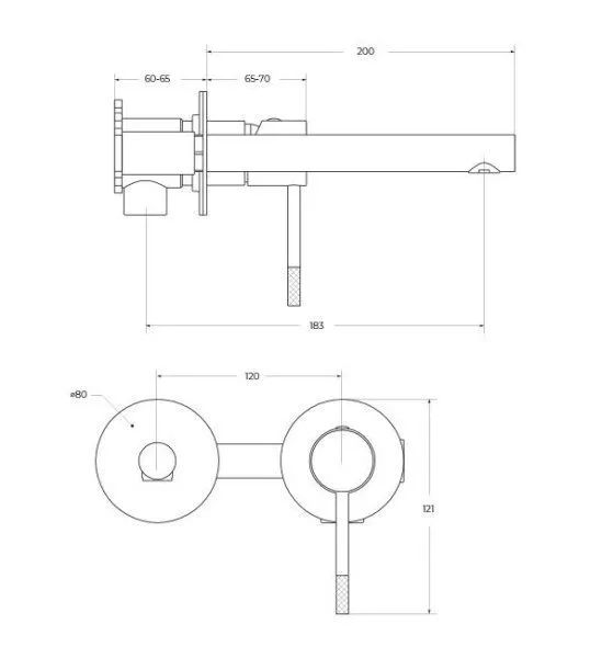 Смеситель для раковины встраиваемый CEZARES RELAX-BLI2-2-NOP-W0, Черный матовый