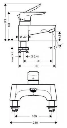 Смеситель Hansgrohe Metris 31423000 для ванны с душем