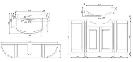 Тумба под раковину Della Boston 130 (DE7319130111)