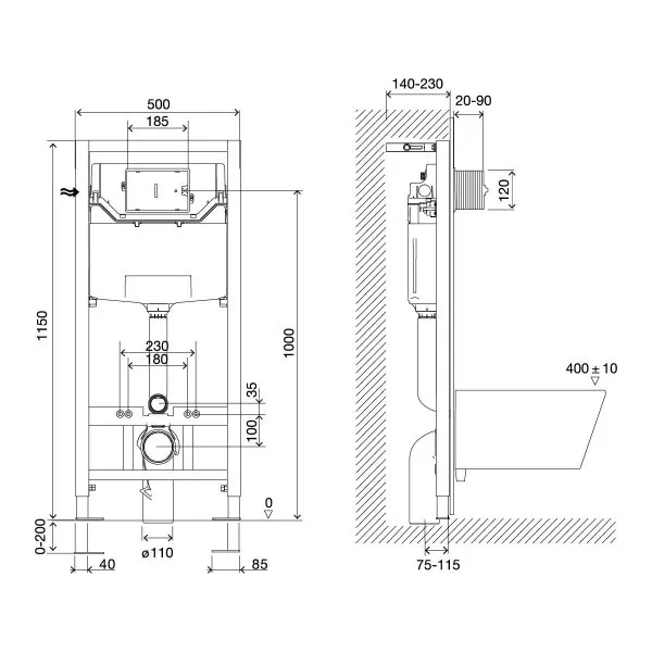 Система инсталляции Lemark PENEDA EXPERT для подвесных унитазов,  механическая, без кнопки смыва (9812002)