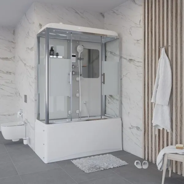 Душевая кабина Niagara Ultra 170x75x220 стекло прозрачное с матовой полосой/профиль хром