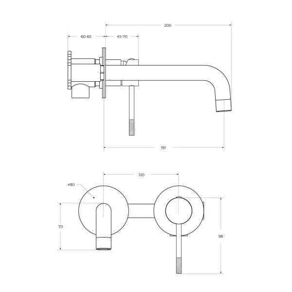 Смеситель для раковины встраиваемый CEZARES RELAX-BLI2-1-NOP-W0, Черный матовый