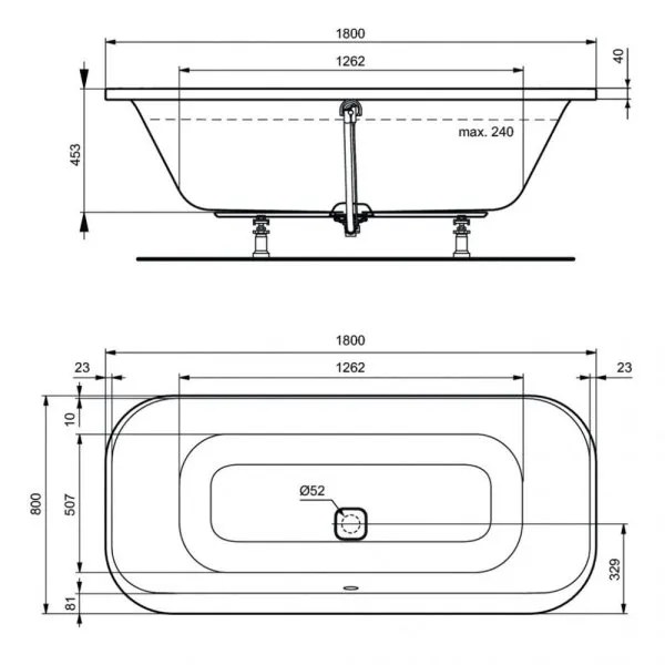 Акриловая ванна Ideal Standard Tonic II K747201 180x80