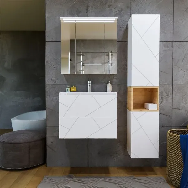 Тумба под раковину подвесная Бриклаер КРИСТАЛЛ белый, 70 см