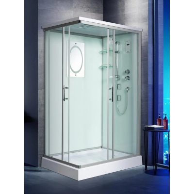 Душевая кабина WeltWasser Laine 1204 10000003273 120x90x217 см, с крышей, гидромассажем, низкий поддон, профиль матовый хром, стекло прозрачное