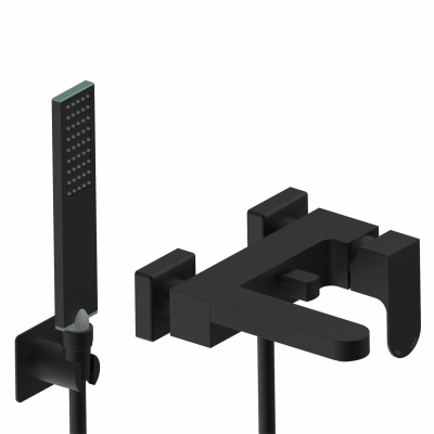 Смеситель для ванны Bossini GILLO с ручным душем, керамический картридж, шланг из латуни 125 см, черный матовый Z00728.073