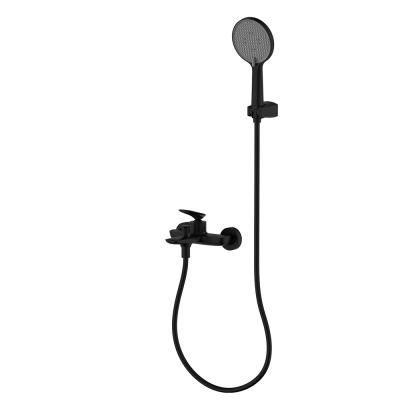 Смеситель для ванны однорычажный AQUAme Como, с душевым набором, 3 режима, Черный матовый