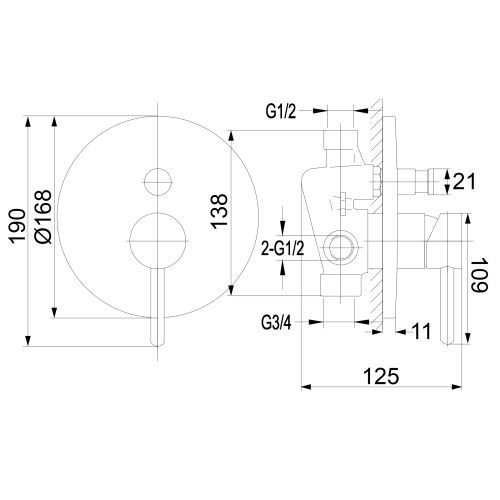 Смеситель Omnires Y Y1235BL для ванны, черный
