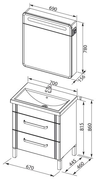 Тумба для комплекта Aquanet Лукка 70 белая