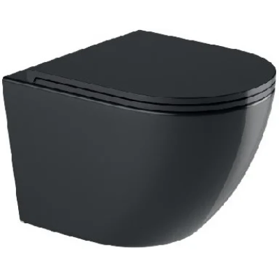 Унитаз подвесной WeltWasser Merzbach 043 GL-BL безободковый, торнадо, с сиденьем микролифт, черный глянец