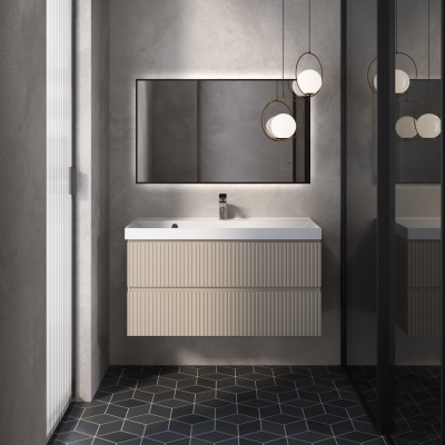 Тумба под умывальник подвесная AQUAme "S1" AQM900110BG 100 см., цвет бежевый.