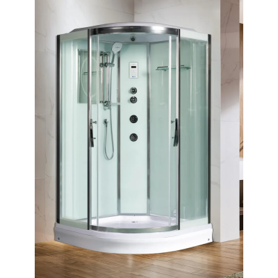 Душевая кабина WeltWasser Emmer 12015 10000003287 120x120x217 см, с крышей, гидромассажем, низкий поддон, профиль матовый хром, стекло прозрачное