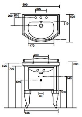 Мебель для ванной Kerasan Retro 7361K5 69 2 двери, белый