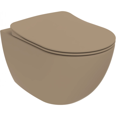 Унитаз подвесной Creavit Free FE322-00CM00E-0000 безободковый, с функцией биде, капучино матовый