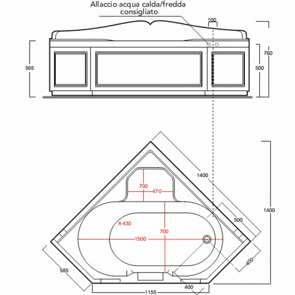 Ванна акриловая Simas Bath Arcade VAT14bi белая
