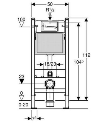 Система инсталляции Geberit DuoFix 111.154.11.1 для подвесного унитаза, с кнопкой смыва