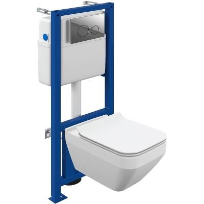 Комплект CREA SQUARE CO DPL EO slim инсталляция LINK PRO кнопка TWINS пластик хром глянцевый 64443, белый