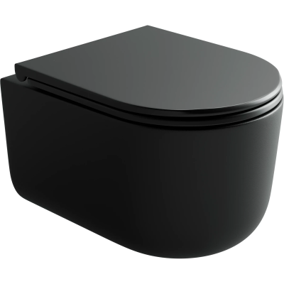 Унитаз подвесной Ceramica Nova Ulma CN4006TMB безободковый, торнадо, с сиденьем микролифт, черный матовый