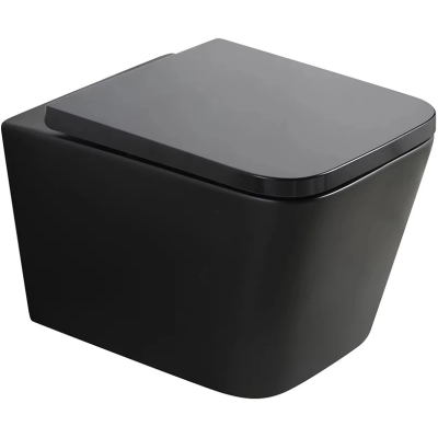 Унитаз подвесной Veconi Pulo VPU-51TB безободковый, торнадо, с сиденьем микролифт, черный матовый