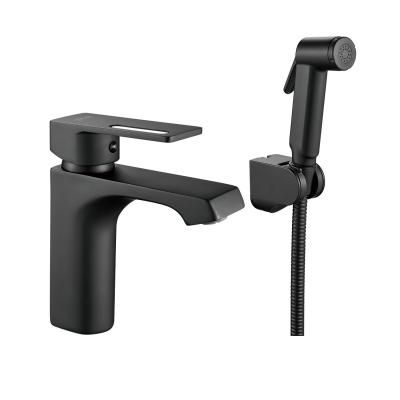Смеситель для раковины с гигиеническим душем Raffine F171H, черный