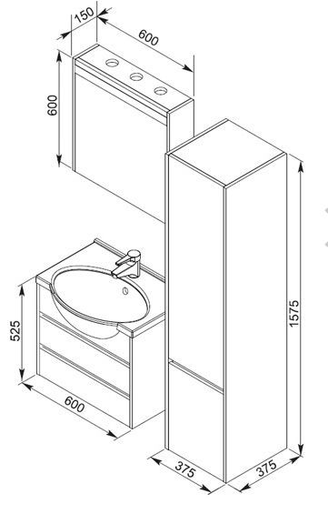 Ширина шкафа в ванной комнате