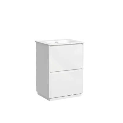 Тумба под раковину SANCOS Libra Floor напольная,  590х450х840, c двумя ящиками оснащенными доводчиками, белый глянец ,  LB60FW