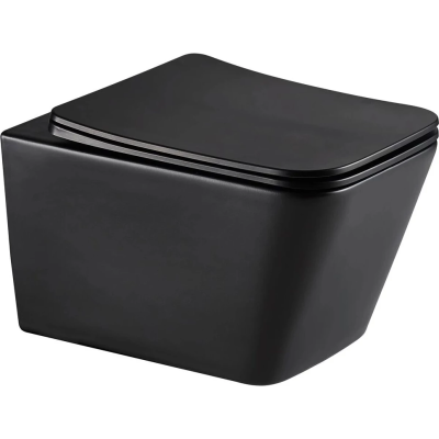 Унитаз подвесной GID Tr2143TF-BM безободковый, торнадо, с сиденьем микролифт, черный матовый