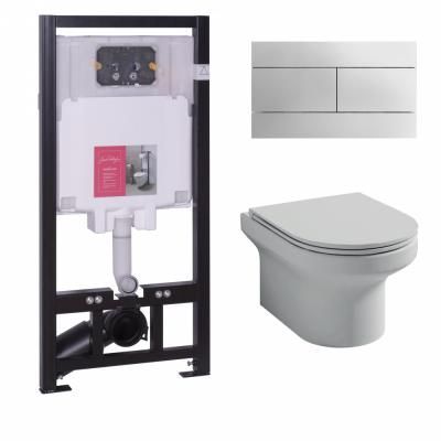 Комплект унитаз Jacob Delafon Patio E21742RU-00 + инсталляция + кнопка + крышка