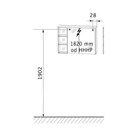 Шкаф-зеркало Puris Crescendo S2A43926R(186) 90 R дуб трюфель