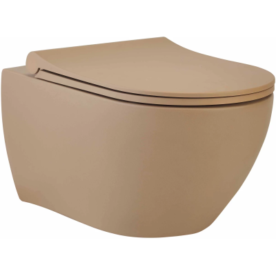 Унитаз подвесной beWash Bogen 88303673 безободковый, с функцией биде, с сиденьем микролифт, бежевый матовый