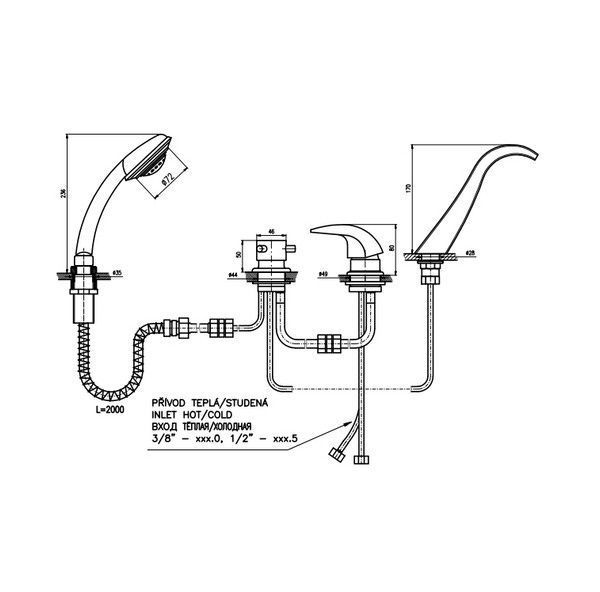 Смеситель Rav Slezak Dunaj D461.5PZ для ванны золото
