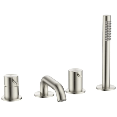 Смеситель на борт ванны AQUAme Siena AQM6219BN с душевым гарнитуром, никель матовый