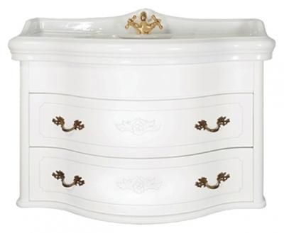 Тумба с раковиной Tiffany World Armony 7224/S 112 подвесная, белая с патиной, ручки бронза