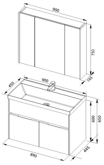 Тумба под раковину Aquanet Латина 00179449 90 белая