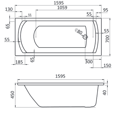 Ванна акриловая Santek Монако 1WH111977 160х70 см