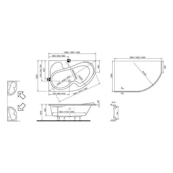 Ванна акриловая Ravak Rosa CK01000000 150x105 L