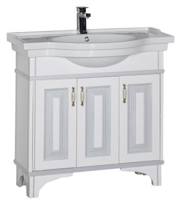 Тумба  для комплекта Aquanet Валенса 90 белый краколет/серебро