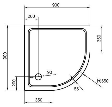 Поддон для душа Cezares TRAY-M-R-90-550-35-W SMC радиальный