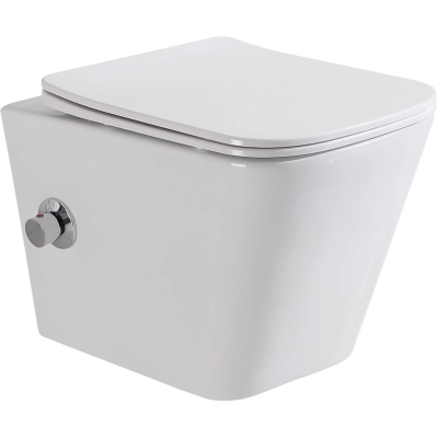 Унитаз подвесной BelBagno Due BB3103CHR-BS/SC безободковый, с функцией биде, с сиденьем микролифт, белый