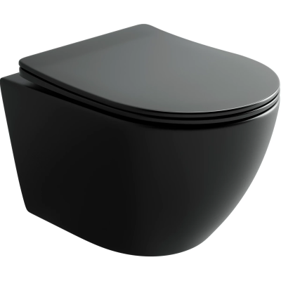 Унитаз подвесной Ceramica Nova Uno CN11001TMB безободковый, торнадо, с сиденьем микролифт, черный матовый