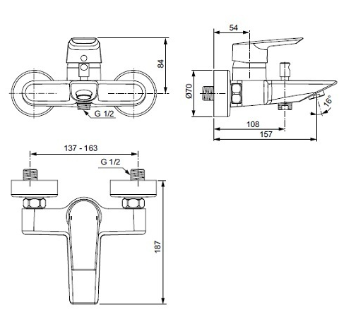 Смеситель Ideal Standart Tesi A6583AA для ванны