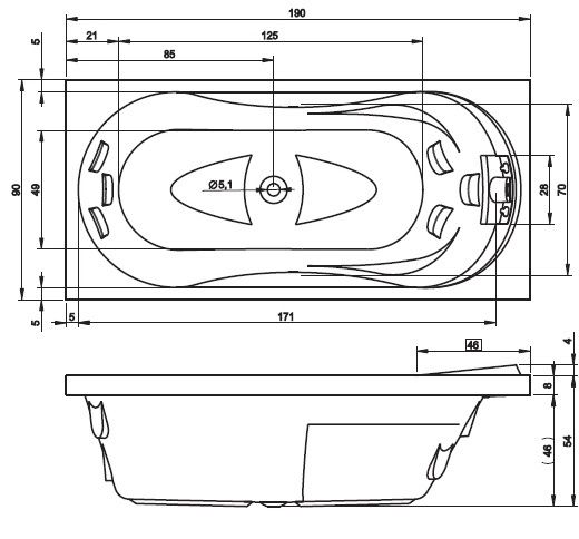 Ванна акриловая Riho Daphne BZ4000500000000 182x942