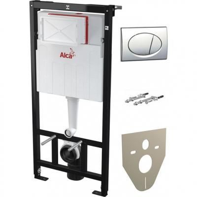 Система инсталляции для унитазов AlcaPlast Solomodul AM101/1120-5:1 RUS SET 5 в 1 кнопка хром