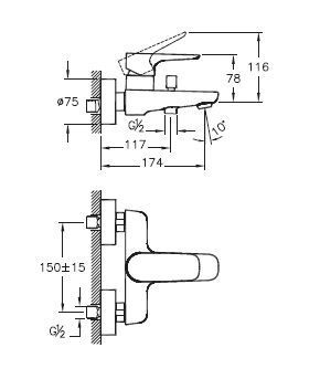 Смеситель VitrA X-Line A42324EXP для ванны
