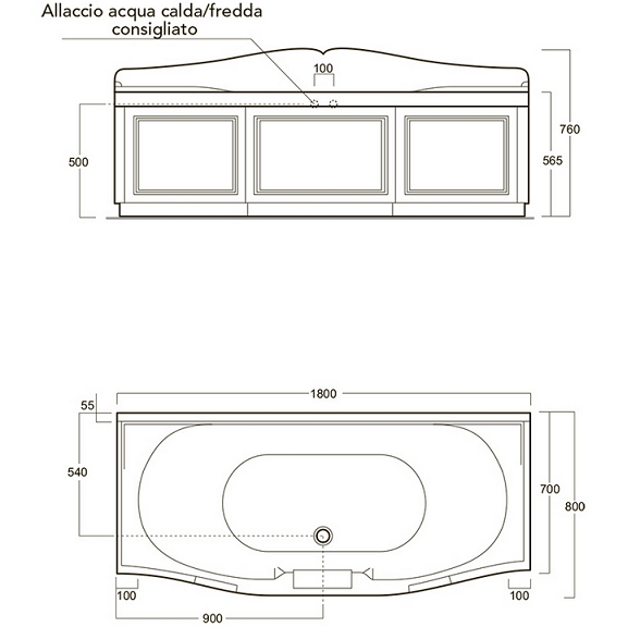 Ванна акриловая Simas Bath Arcade VAT18bi белая