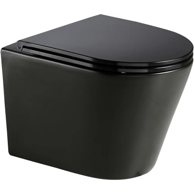 Унитаз подвесной AQUAme AQM2001MB безободковый, с сиденьем микролифт, черный матовый